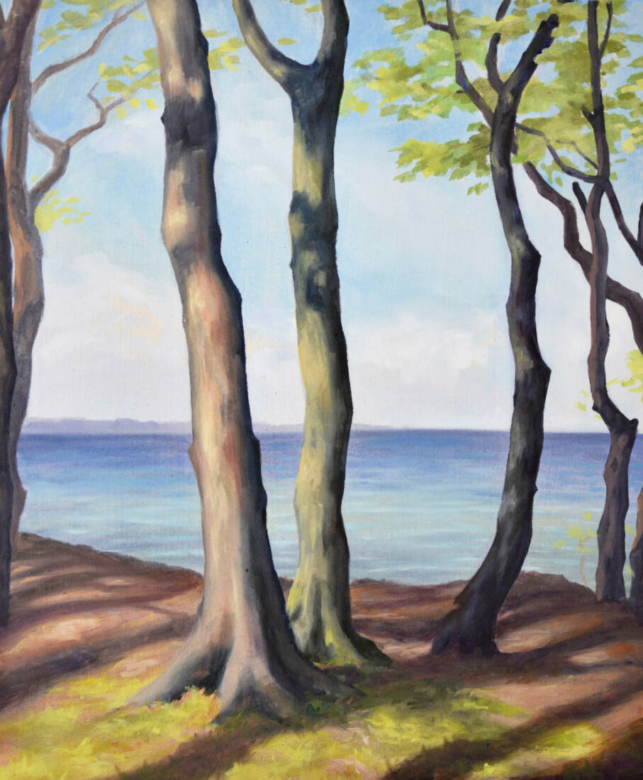 Küstenwald Dänisch-Nienhof (Mai), 2023, Öl auf Leinwand, 60 × 50 cm