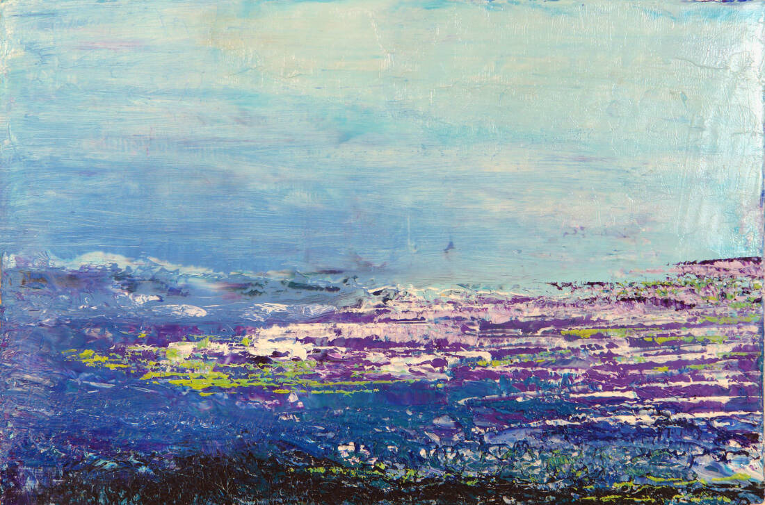 Magentastrand, 2022, Öl auf Malplatte, 23 × 30 cm