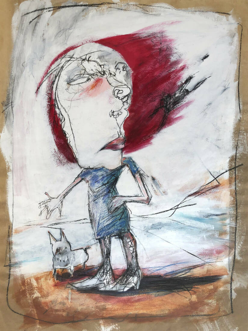 Strand, 2021, Mischtechnik auf Papier, 65 × 85 cm