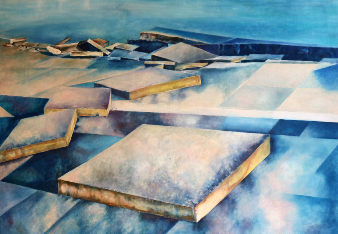 vom Meer verlegt, 2019, Öl auf Leinwand, 100 x 100 cm